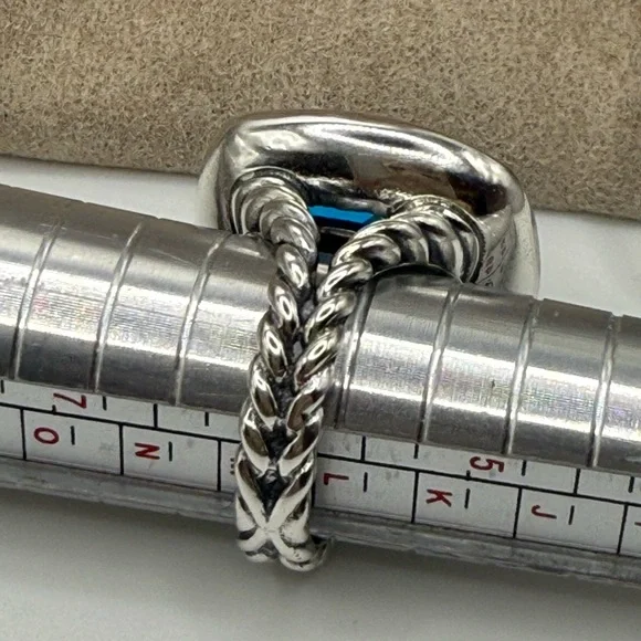 David Yuman Blue Topaz & Diamonds Ring - Picture 5 of 6